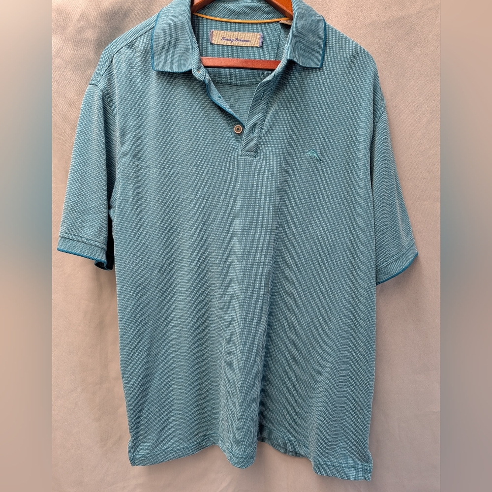 Tommy Bahama Turquoise Blue Polo Shirt Size Large
